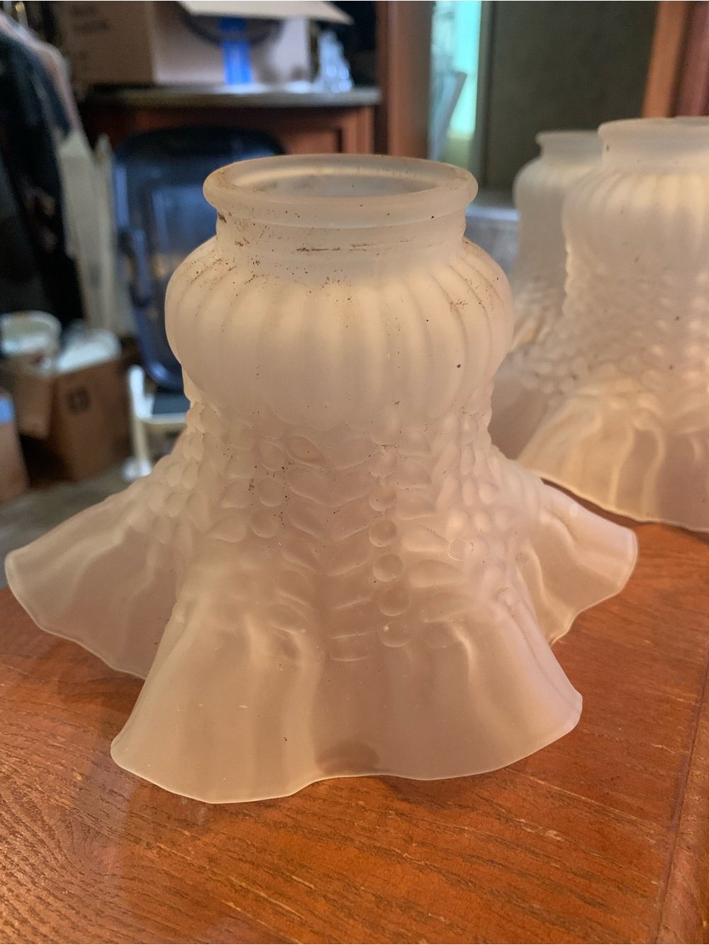 Two Vintage Light Bulb Covers Glass Tulip Shape Chandelier Sconces